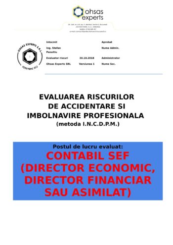 Evaluare riscuri SSM Contabil Sef (Director Economic, Director Financiar sau asimilat)