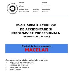 Evaluarea riscurilor de accidentare si imbolnavire profesionala Macelar