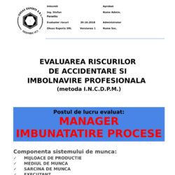 Evaluarea riscurilor de accidentare si imbolnavire profesionala Manager Imbunatatire Procese