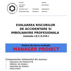 Evaluarea riscurilor de accidentare si imbolnavire profesionala Manager Proiect