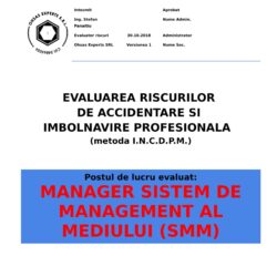 Evaluarea riscurilor de accidentare si imbolnavire profesionala Manager Sistem de Management al Mediului SMM