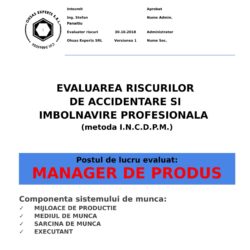 Evaluarea riscurilor de accidentare si imbolnavire profesionala Manager de Produs