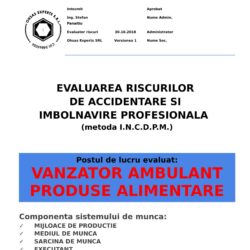 Evaluare riscurilor de acidentare si imbolnavire profesionala Vanzator Ambulant produse Alimentare